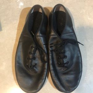 Womens black leather dance shoes